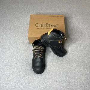 Orthofeet Men’s Granite Orthopedic Plantar Fasciitis Leather Work Boots Shoes